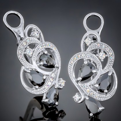 Сережки 418 цирконій чорний Rh Timofeev