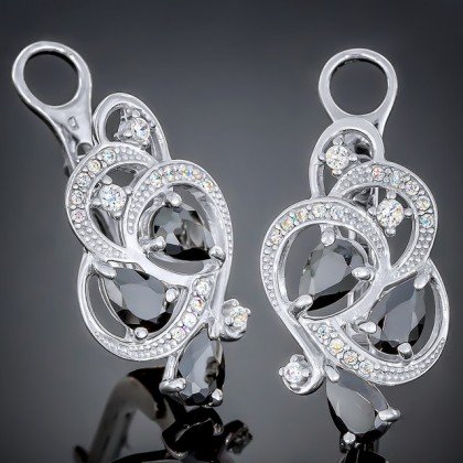 Сережки 418 цирконій чорний Rh Timofeev