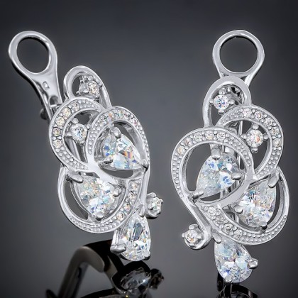 Сережки 418 цирконій білий Rh Timofeev