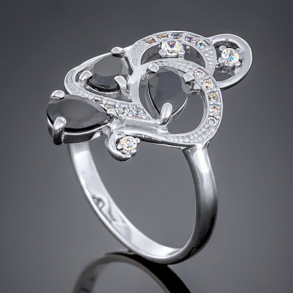 Перстень 418 цирконій чорний Rh Timofeev