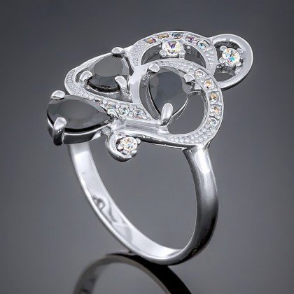 Перстень 418 цирконій чорний Rh Timofeev