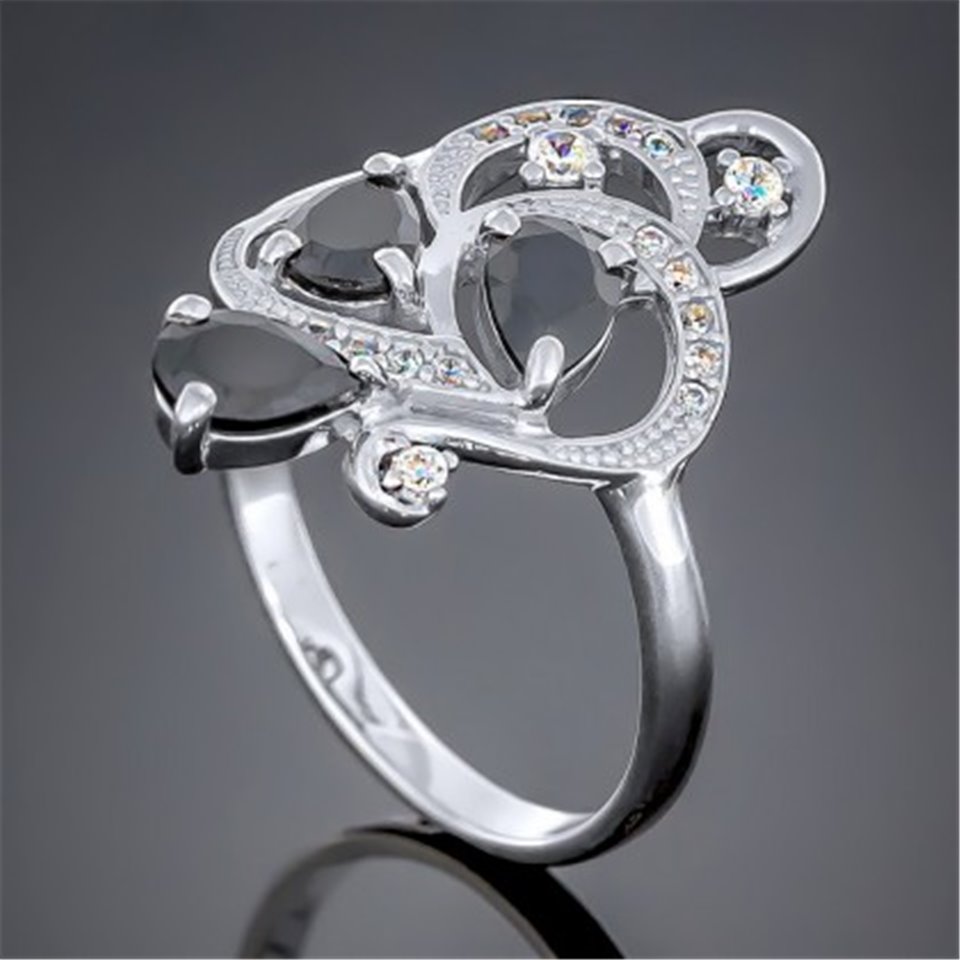 Перстень 418 цирконій чорний Rh Timofeev