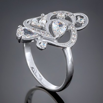 Перстень 418 цирконій білий Rh Timofeev