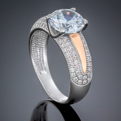 Перстень 486 цирконій білий Rh Timofeev