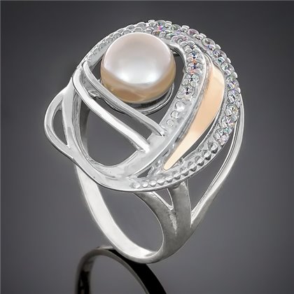 Перстень 387 перлина біла Rh Timofeev