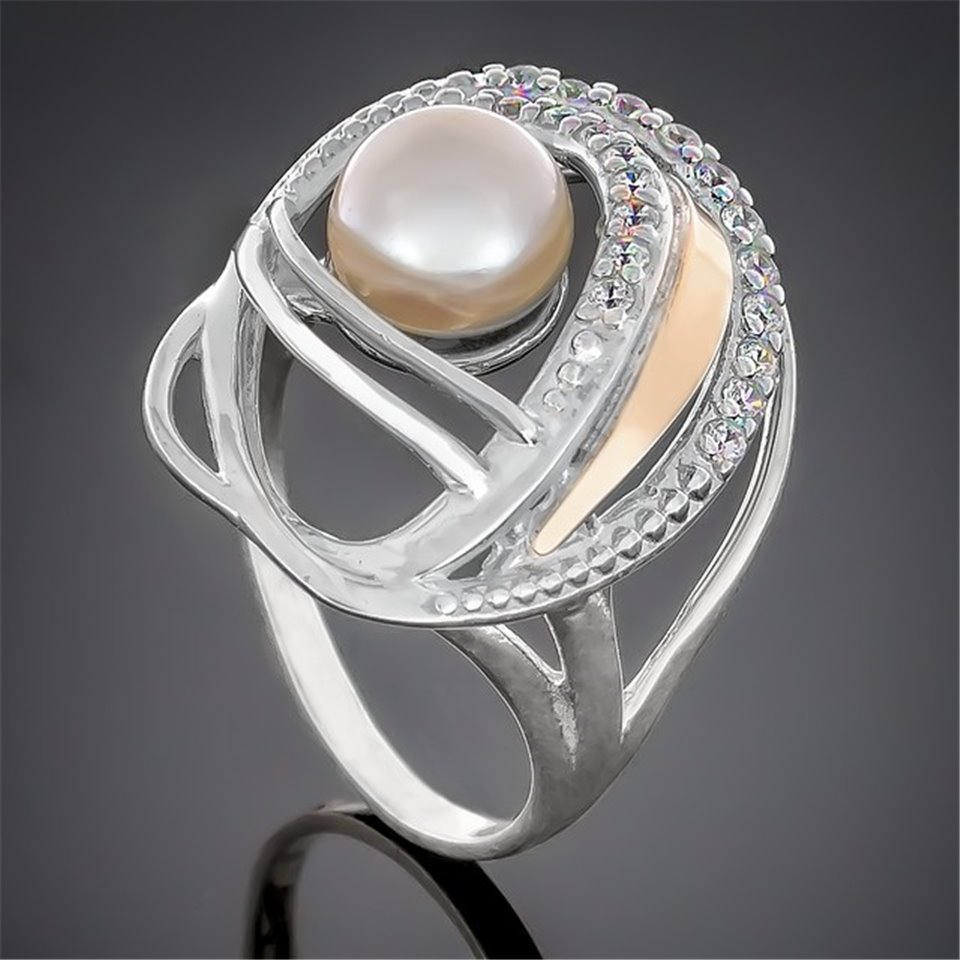 Перстень 387 перлина біла Rh Timofeev