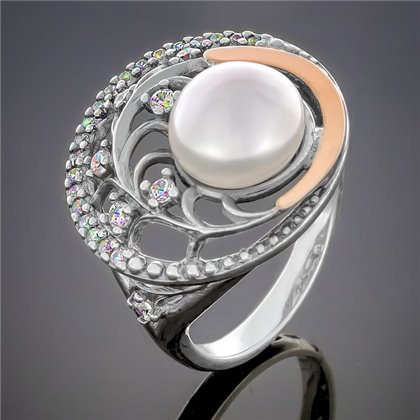 Перстень 386 перлина біла Timofeev