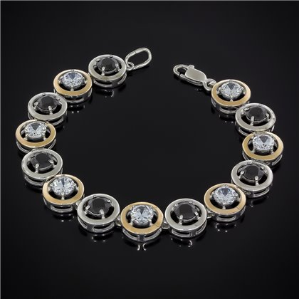 Браслет 606(19/14)(1/1)цирконій білий/цирконій чорний Rh Timofeev