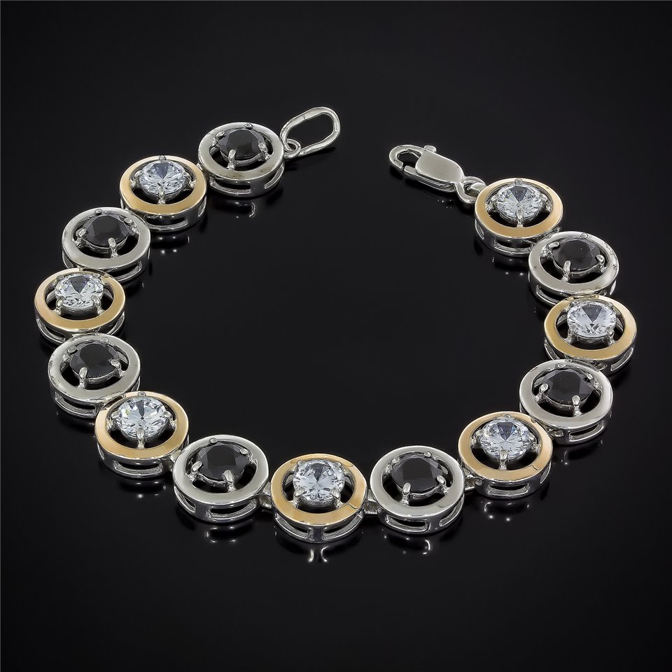 Браслет 606(19/14)(1/1)цирконій білий/цирконій чорний Rh Timofeev