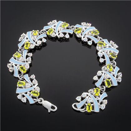 Браслет 65 хризоліт\блакитний Rh Timofeev