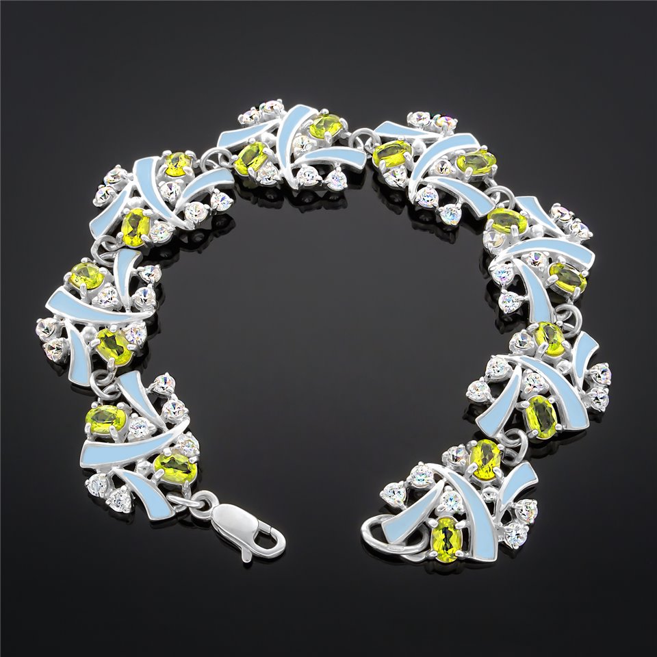 Браслет 65 хризоліт\блакитний Rh Timofeev