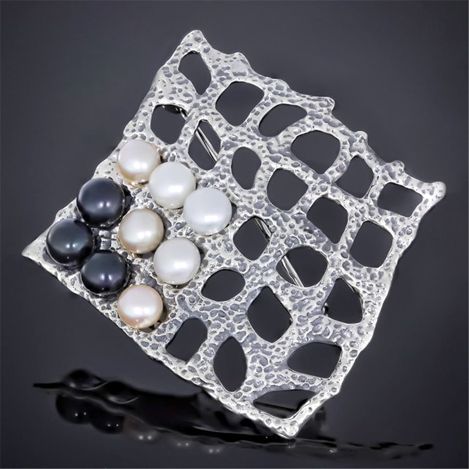 Брош 002 перлина рожева