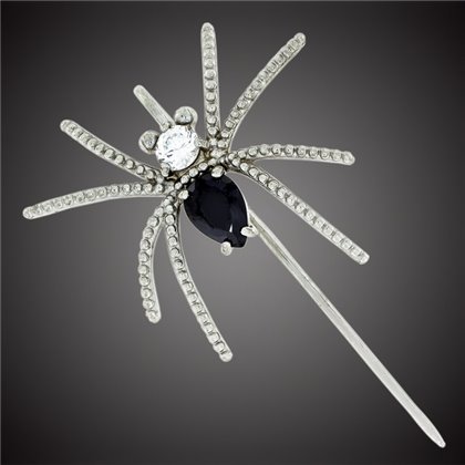 Брошка 007 spider black родій