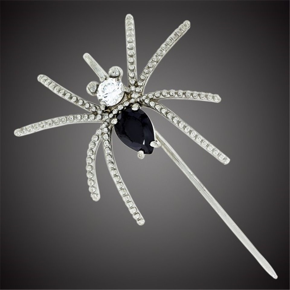 Брошка 007 spider black родій