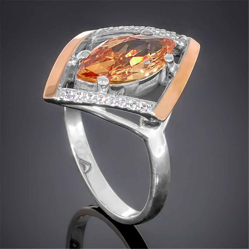 Перстень 379 цирконій шампань Rh Timofeev