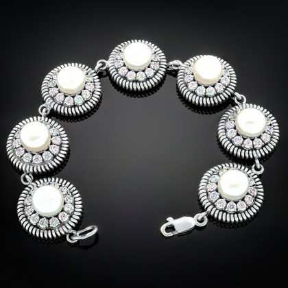 Браслет 162 перлина чорна (7зв.) Timofeev