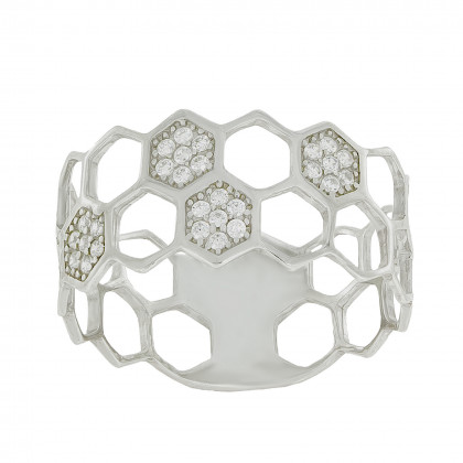 Перстень 1005 цирконій білий Rh Timofeev