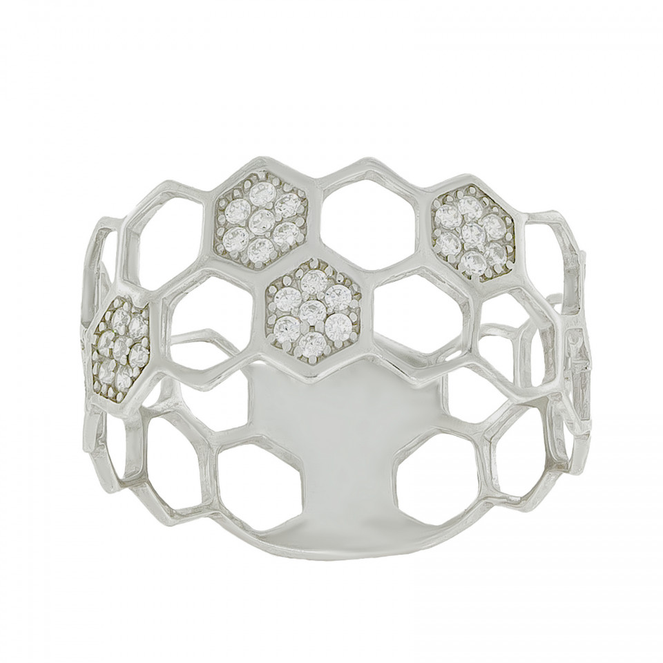 Перстень 1005 цирконій білий Rh Timofeev