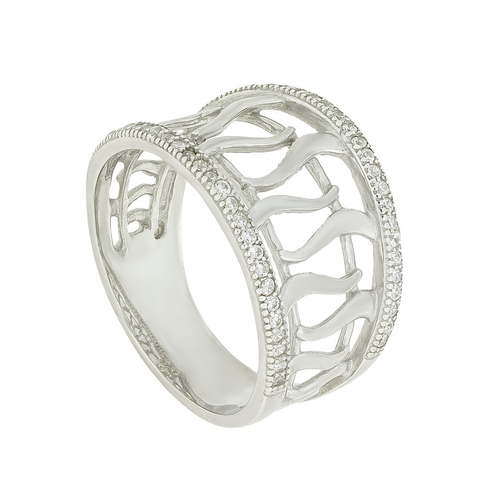 Перстень 1041 цирконій білий Rh Timofeev