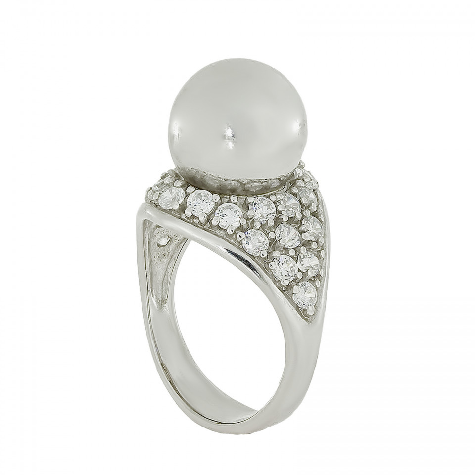 Перстень 1049 цирконій білий(12) Rh Timofeev