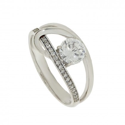 Перстень 1054 цирконій білий Rh Timofeev