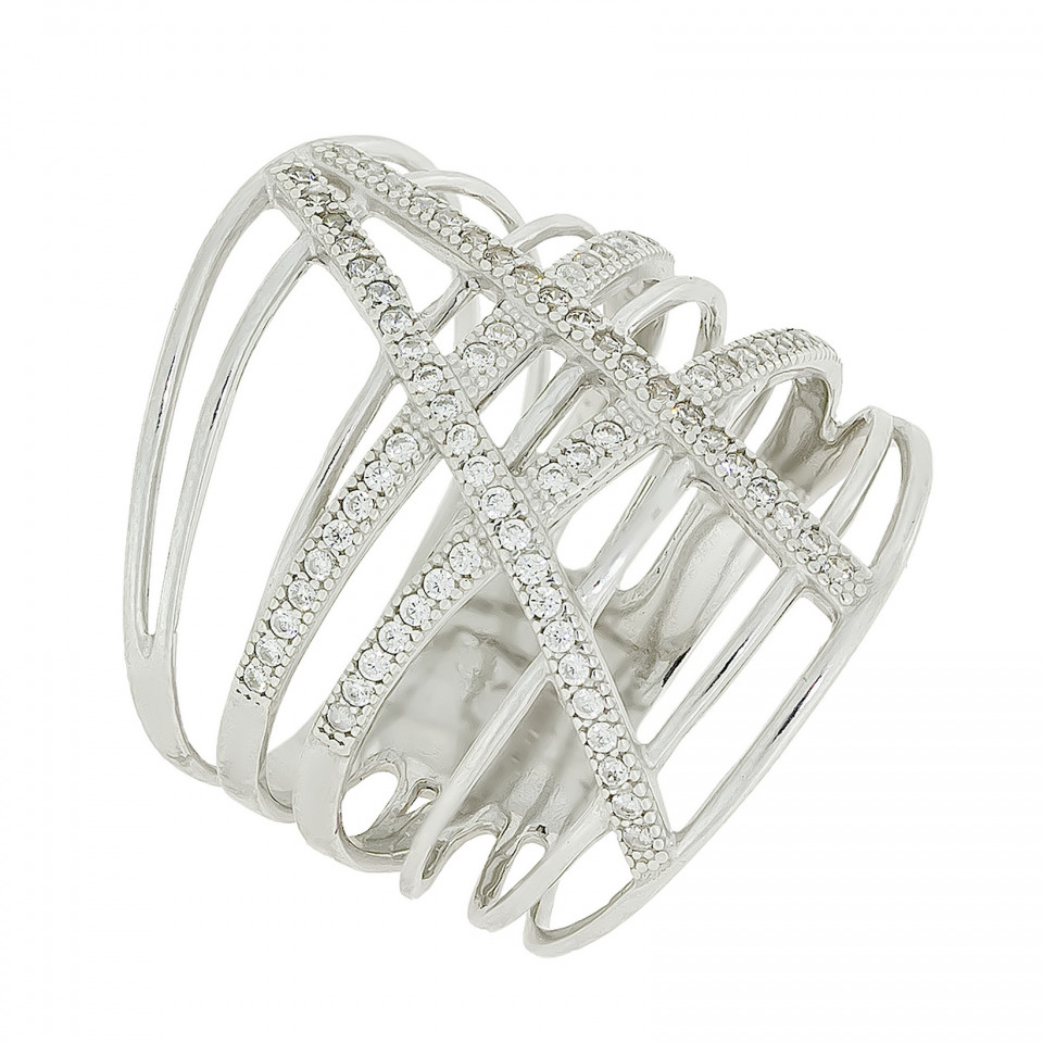 Перстень 1068 цирконій білий Rh Timofeev