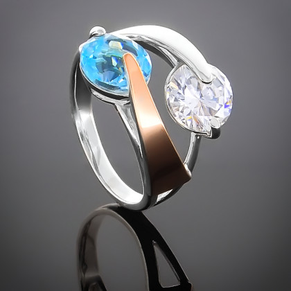 Перстень 149 альпініт синій/цирконій Rh Timofeev