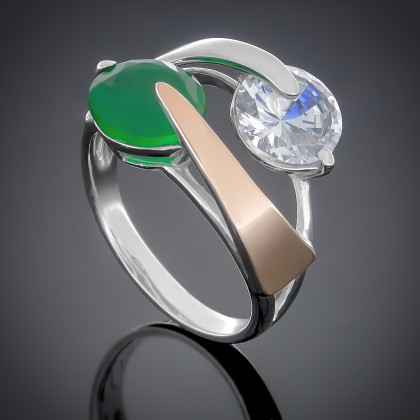Перстень 149 хризоліт/білий Rh Timofeev