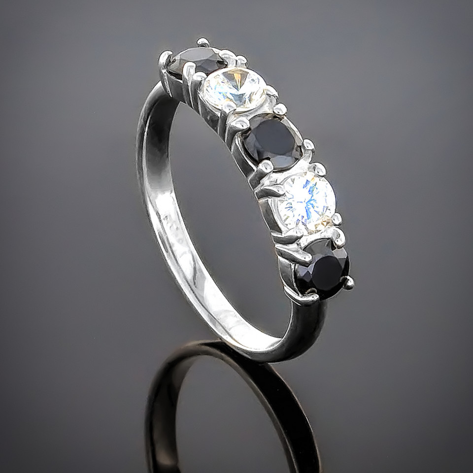 Перстень 157 цирконій чорний Rh Timofeev