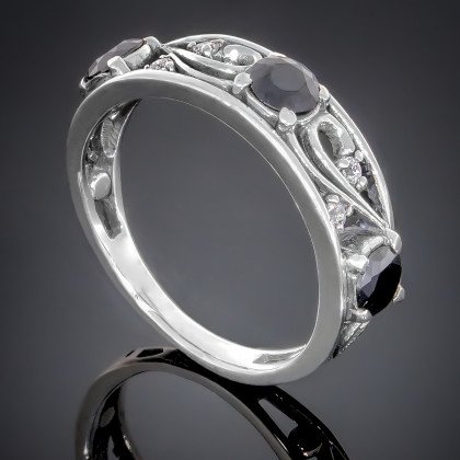 Перстень 164 цирконій чорний Timofeev