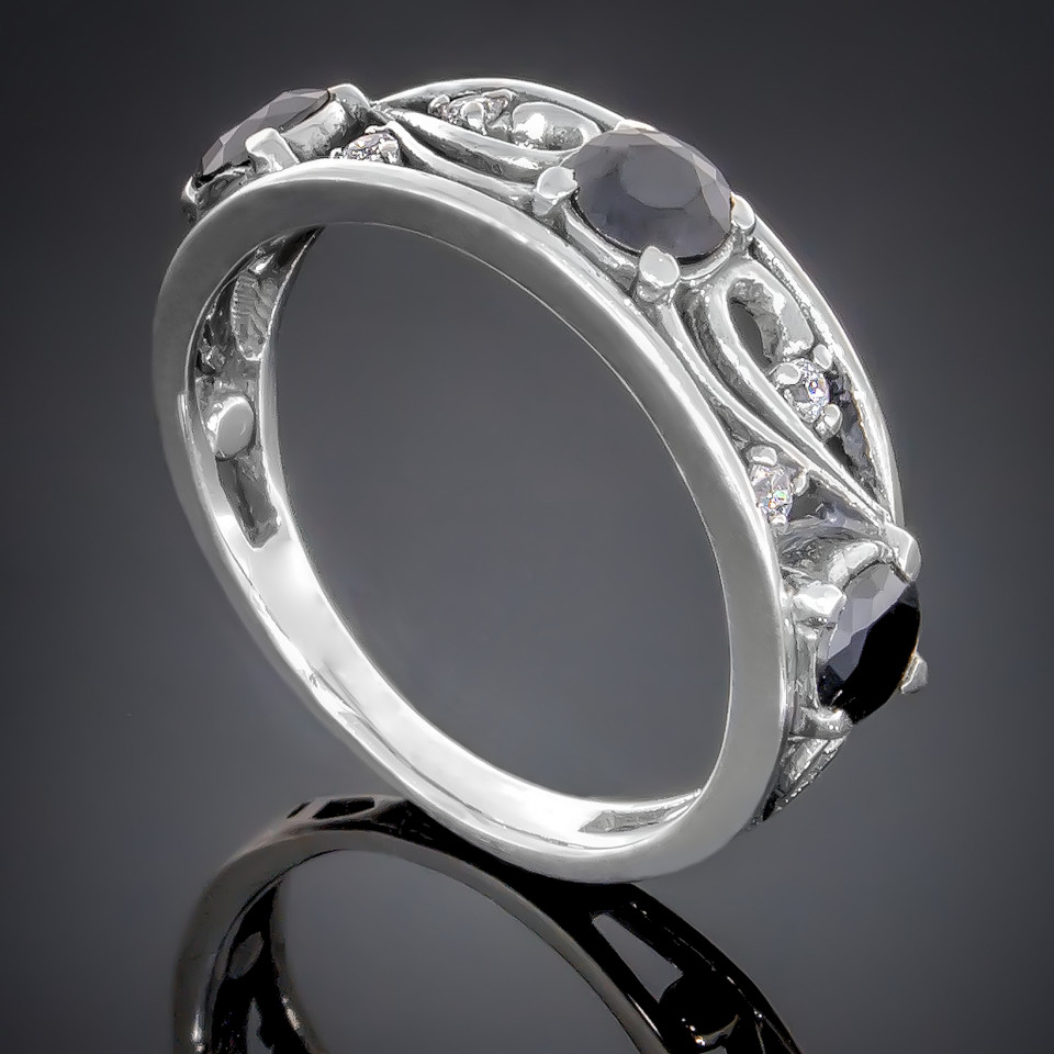 Перстень 164 цирконій чорний Timofeev