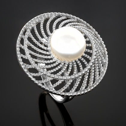 Перстень 166 перлина бiла Rh Timofeev