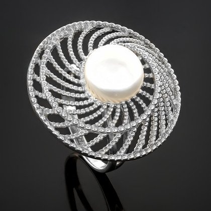 Перстень 166 перлина бiла Rh Timofeev