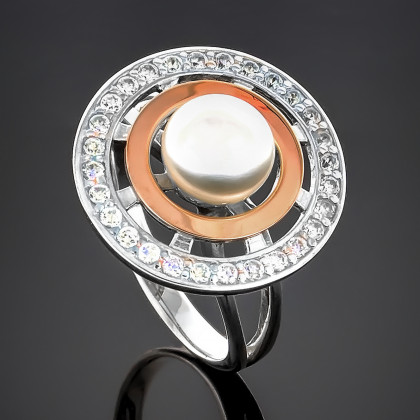 Перстень 183 перлина чорна Rh Timofeev