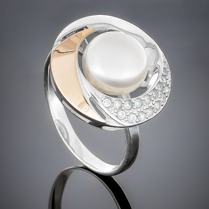 Перстень 188 перлина бiла Timofeev