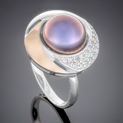 Перстень 188 перлина чорна Timofeev