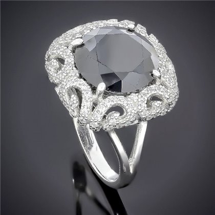 Перстень 568 цирконій чорний Rh Timofeev