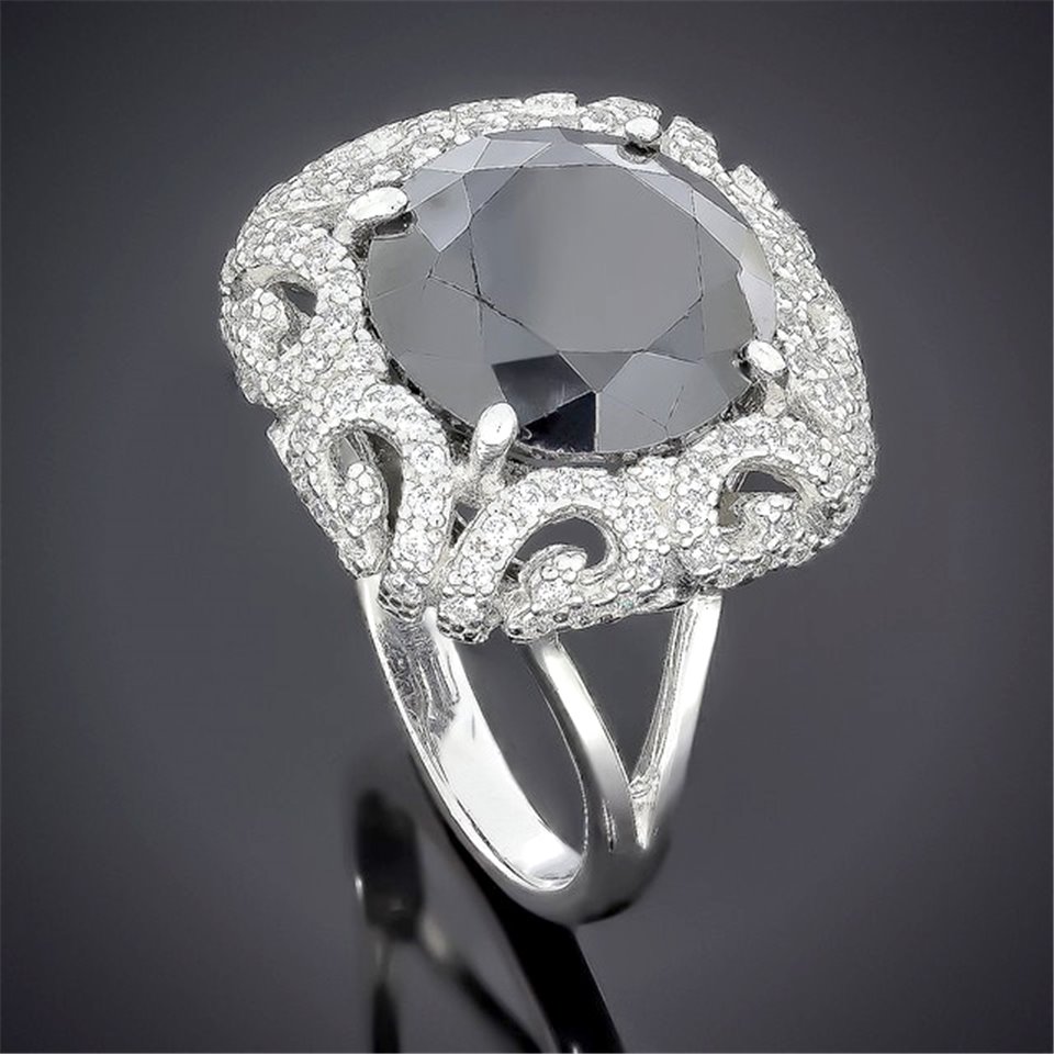 Перстень 568 цирконій чорний Rh Timofeev