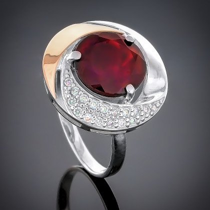 Перстень 189 альпініт червоний Rh Timofeev