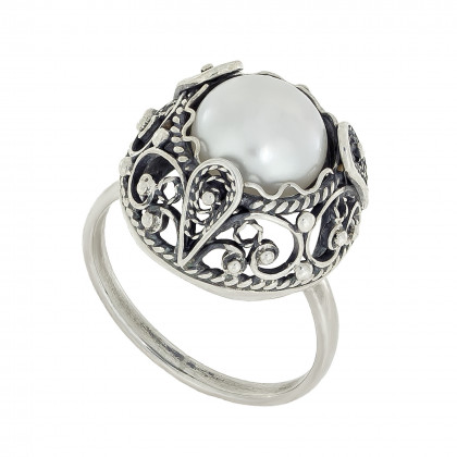 Перстень 928 перлина біла Timofeev