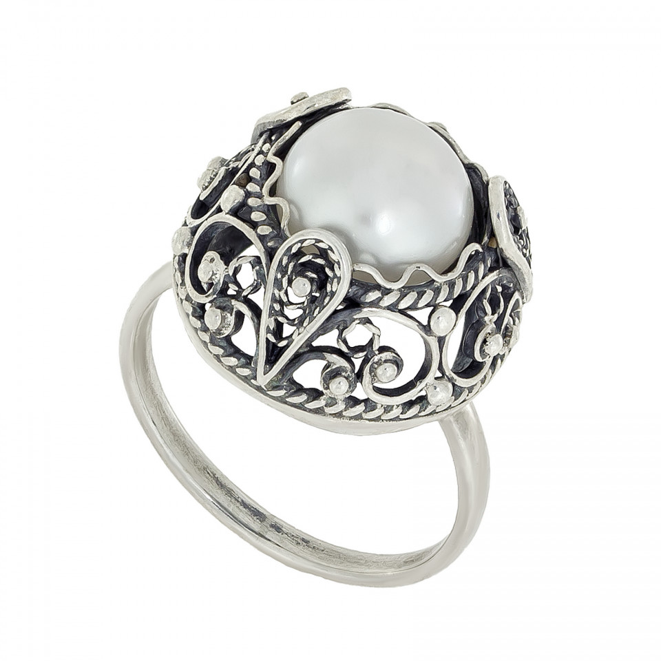 Перстень 928 перлина біла Timofeev