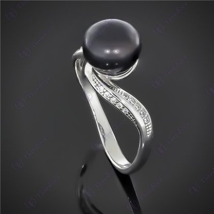 Перстень 594 перлина чорна Rh Timofeev