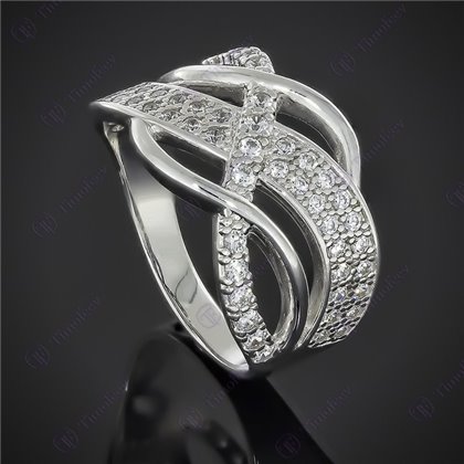 Перстень 601 цирконій білий Rh Timofeev