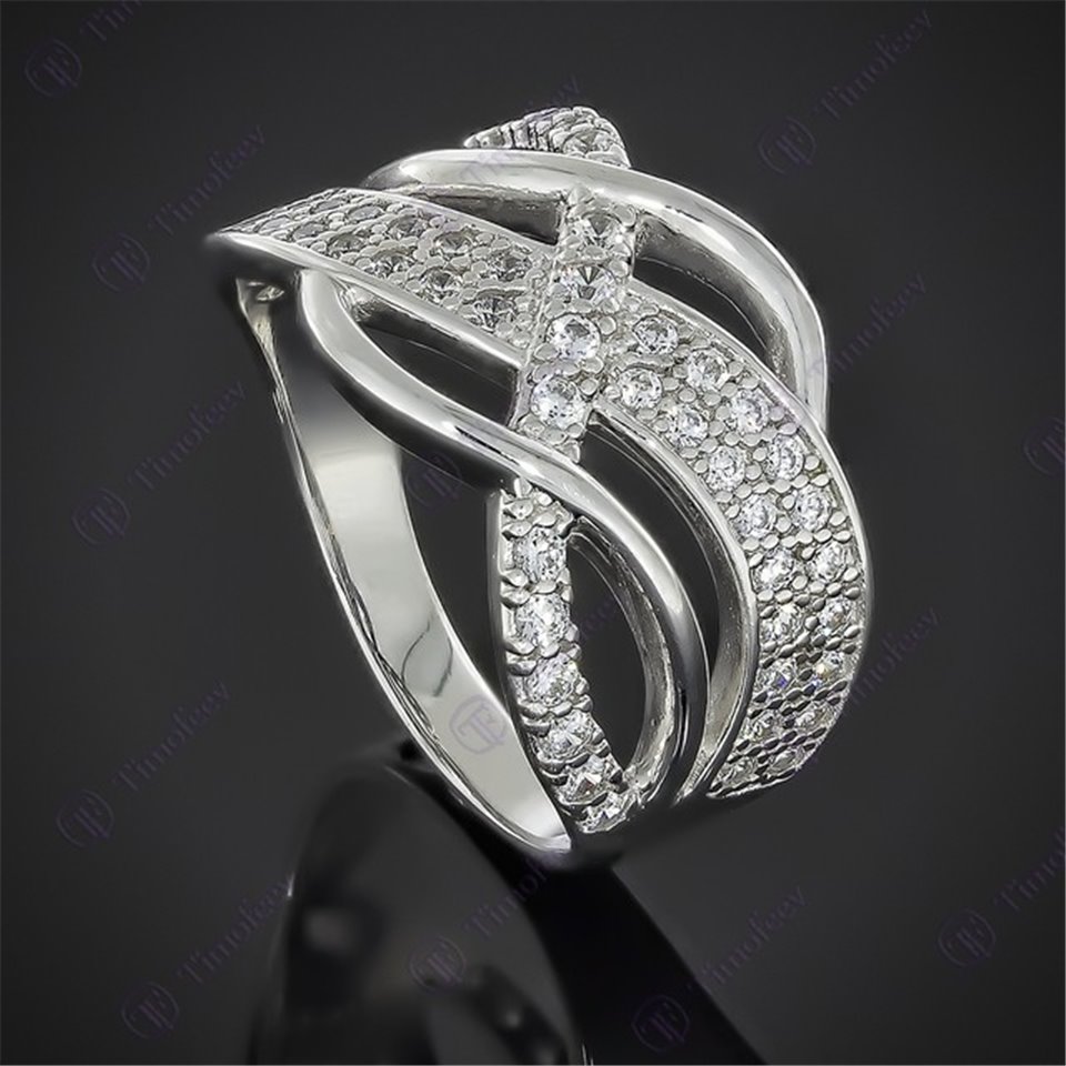 Перстень 601 цирконій білий Rh Timofeev