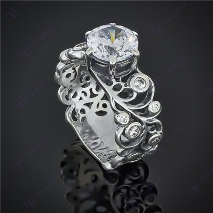 Перстень 604 цирконій білий Rh Timofeev