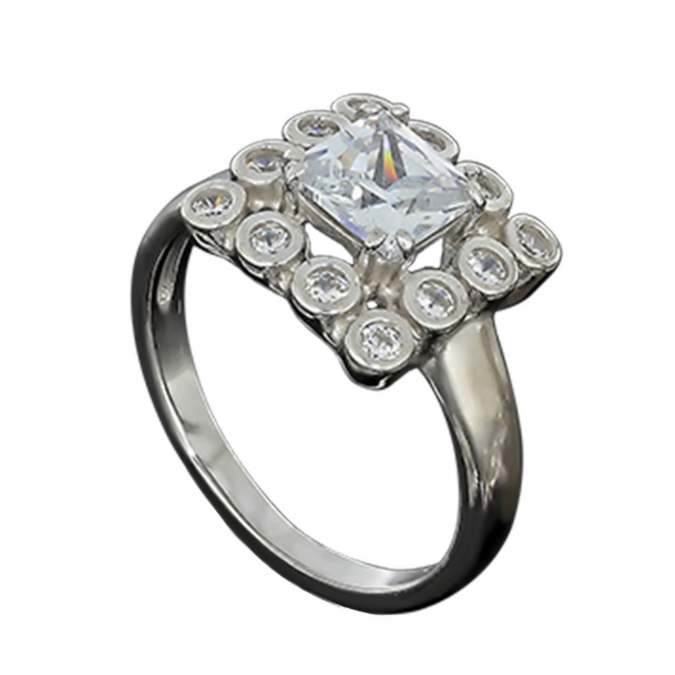 Перстень 646(2) цирконій білий Rh Timofeev