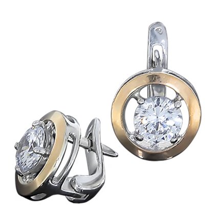 Сережки 606 цирконій білий Rh Timofeev