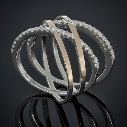 Перстень 641(2) цирконій білий Rh Timofeev