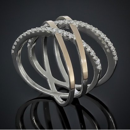 Перстень 641(2) цирконій білий Rh Timofeev