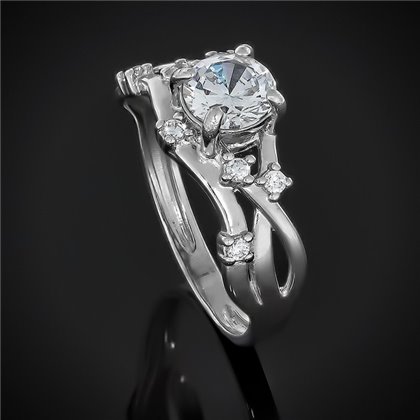 Перстень 607 цирконій білий Rh Timofeev